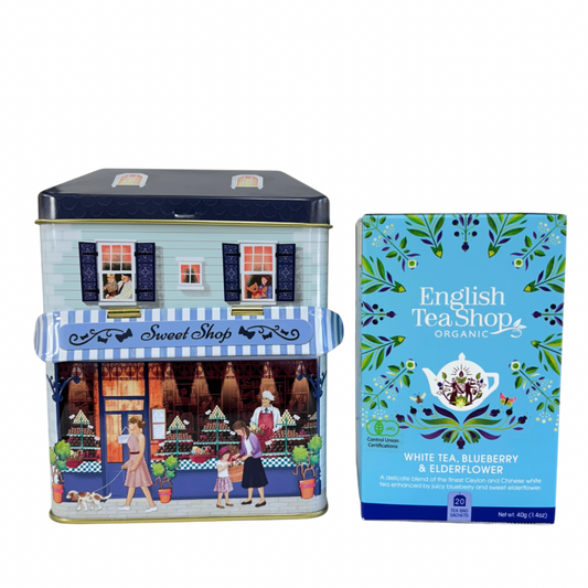 キャノピー スウィートショップ ハウス缶&ホワイトティー、ブルーベリー & エルダーフラワー 白茶セット (20袋入り) / 白茶 フレーバーティー オーガニック 有機JAS