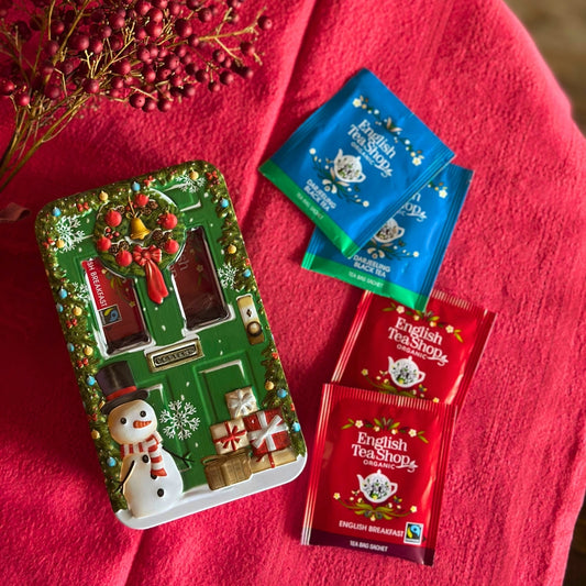 【公式】クリスマス・ドア・リース缶 グリーン 2種アソート (18袋入り) / イングリッシュブレックファースト ダージリン 紅茶 ギフト 紅茶缶 クリスマス オーガニック 有機JAS