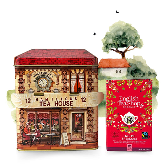 60093 HAMILTONS TEA HOUSE ハウス缶＆紅茶セット イングリッシュブレックファースト 20袋入り(ティーバッグ)