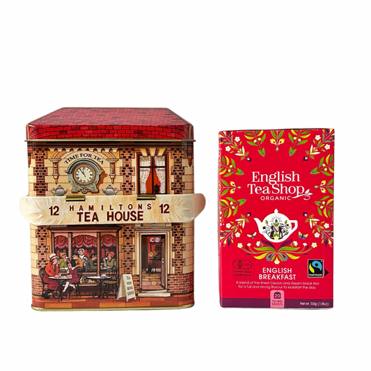 60093 HAMILTONS TEA HOUSE ハウス缶＆紅茶セット イングリッシュブレックファースト 20袋入り(ティーバッグ)