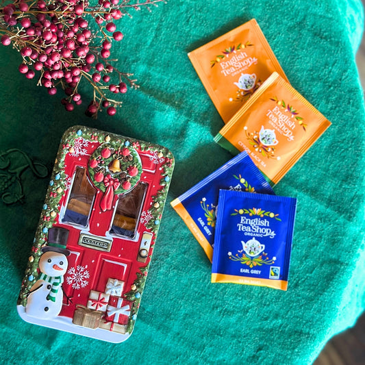 【公式】クリスマス・ドア・リース缶 レッド 2種アソート (18袋入り) / セイロンブラックティー アールグレイ 紅茶  ギフト 紅茶缶 クリスマス オーガニック 有機JAS