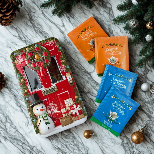 【公式】クリスマス・ドア・リース缶 レッド 2種アソート (18袋入り) / セイロンブラックティー・ダージリン 紅茶  ギフト 紅茶缶 クリスマス オーガニック 有機JAS