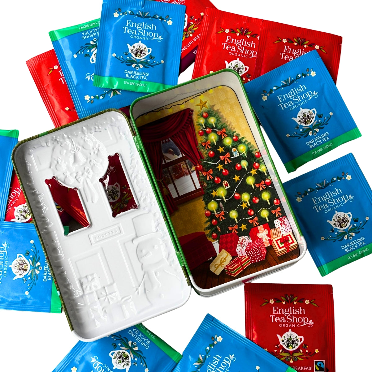 【公式】クリスマス・ドア・リース缶 グリーン  2種アソート (18袋入り) / イングリッシュブレックファースト ダージリン 紅茶  ギフト 紅茶缶 クリスマス オーガニック 有機JAS