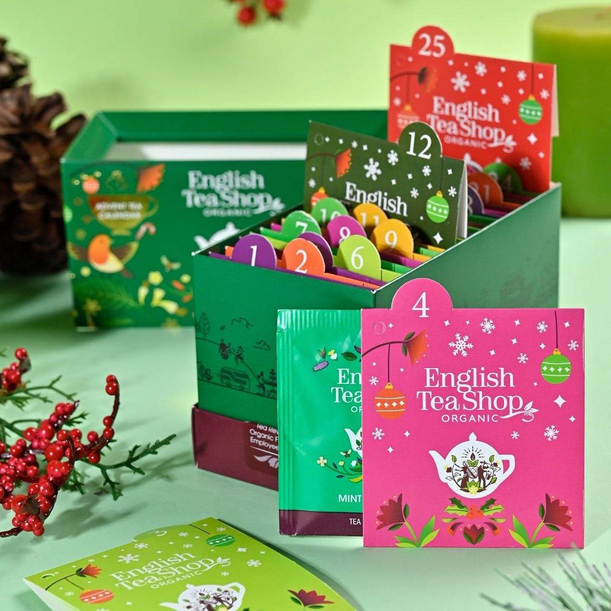 【公式】ティーバッグサシェ・グリーン 13種アソート (25袋入り) / アドベントカレンダー アドベント 紅茶 スパイス ハーブティー フレーバーティー ギフト クリスマス オーガニック 有機JAS