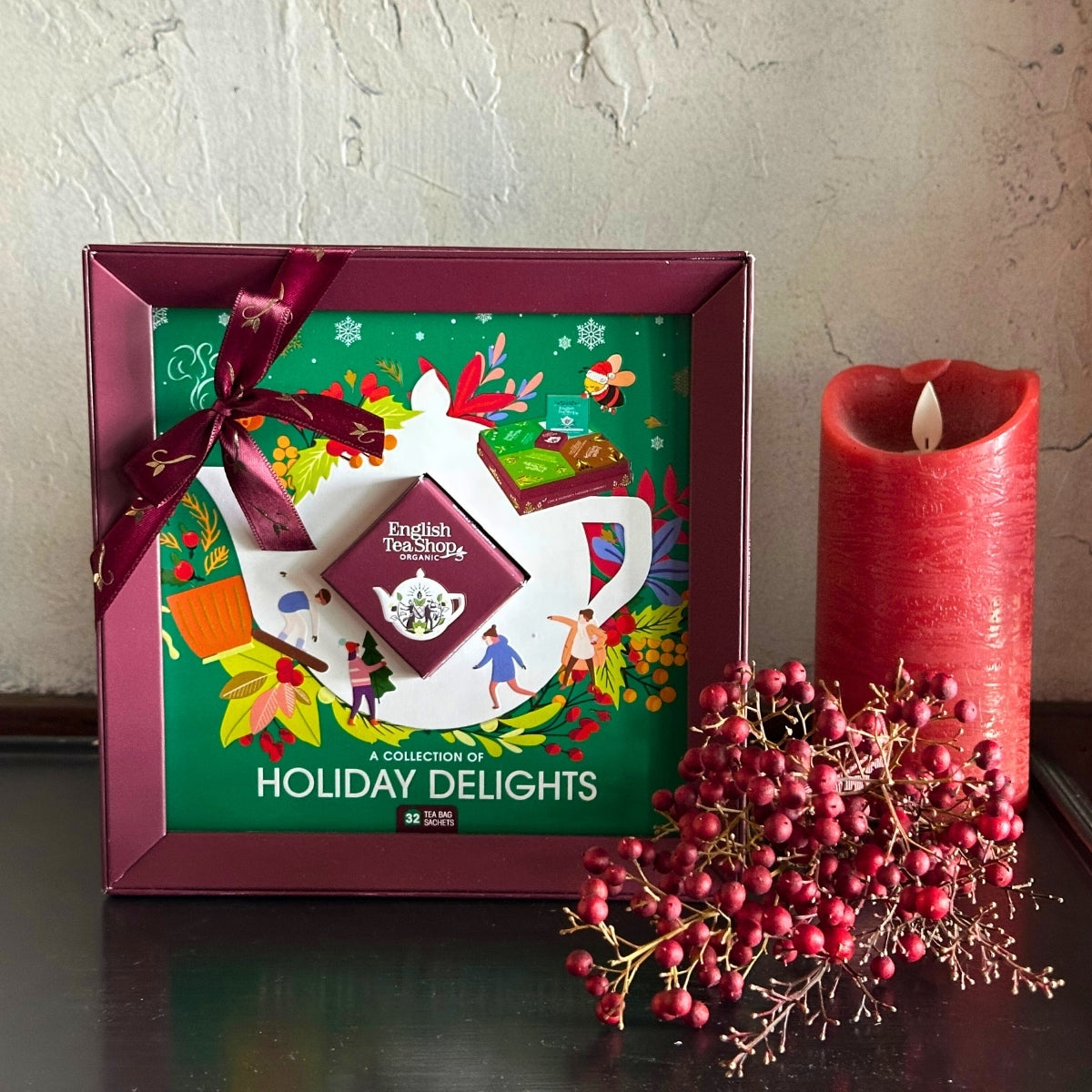 【公式】ホリデー・デライツ・グリーン ４種アソート (32袋入り)  /  有機紅茶、有機緑茶、有機ルイボスティー、有機ハーブティー  フレーバーティー ギフト クリスマス オーガニック 有機JAS