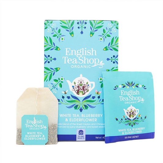 ホワイトティー、ブルーベリー & エルダーフラワー (20袋入り) / 白茶 フレーバーティー オーガニック 有機JAS
