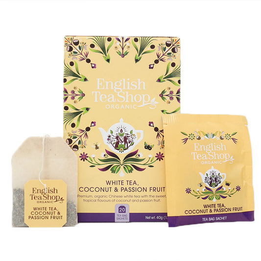 ホワイトティー、ココナッツ&パッションフルーツ (20袋入り) / 白茶 フレーバーティー オーガニック 有機JAS